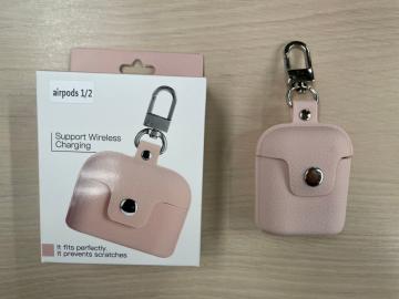 Coque pour Airpods 1 / 2 Couleur, Imprimé cuir avec Porte-clés